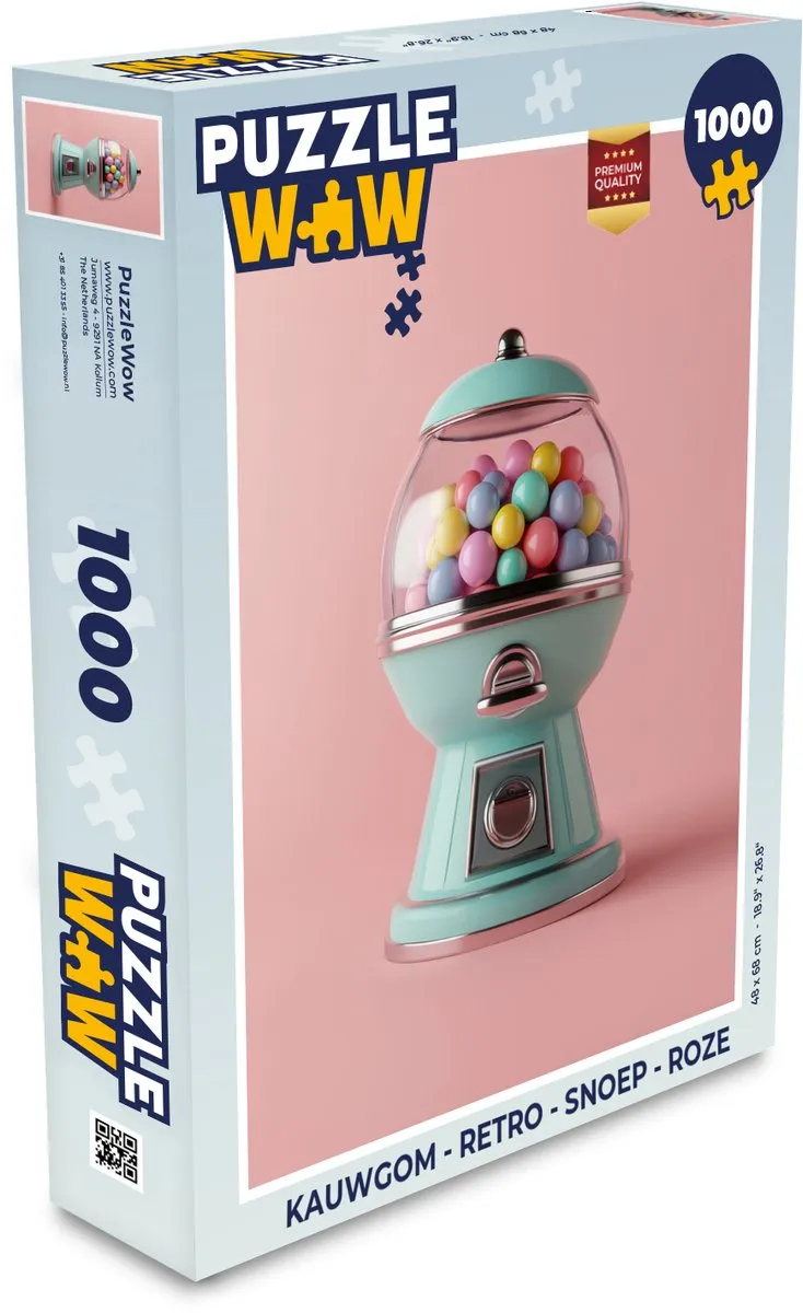 PuzzleWow Retro Kauwgom Puzzel 1000 Stuks - Roze