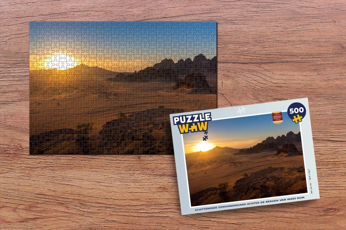 PuzzleWow Wadi Rum Zonsondergang Legpuzzel 500 Stuks - Multicolor
