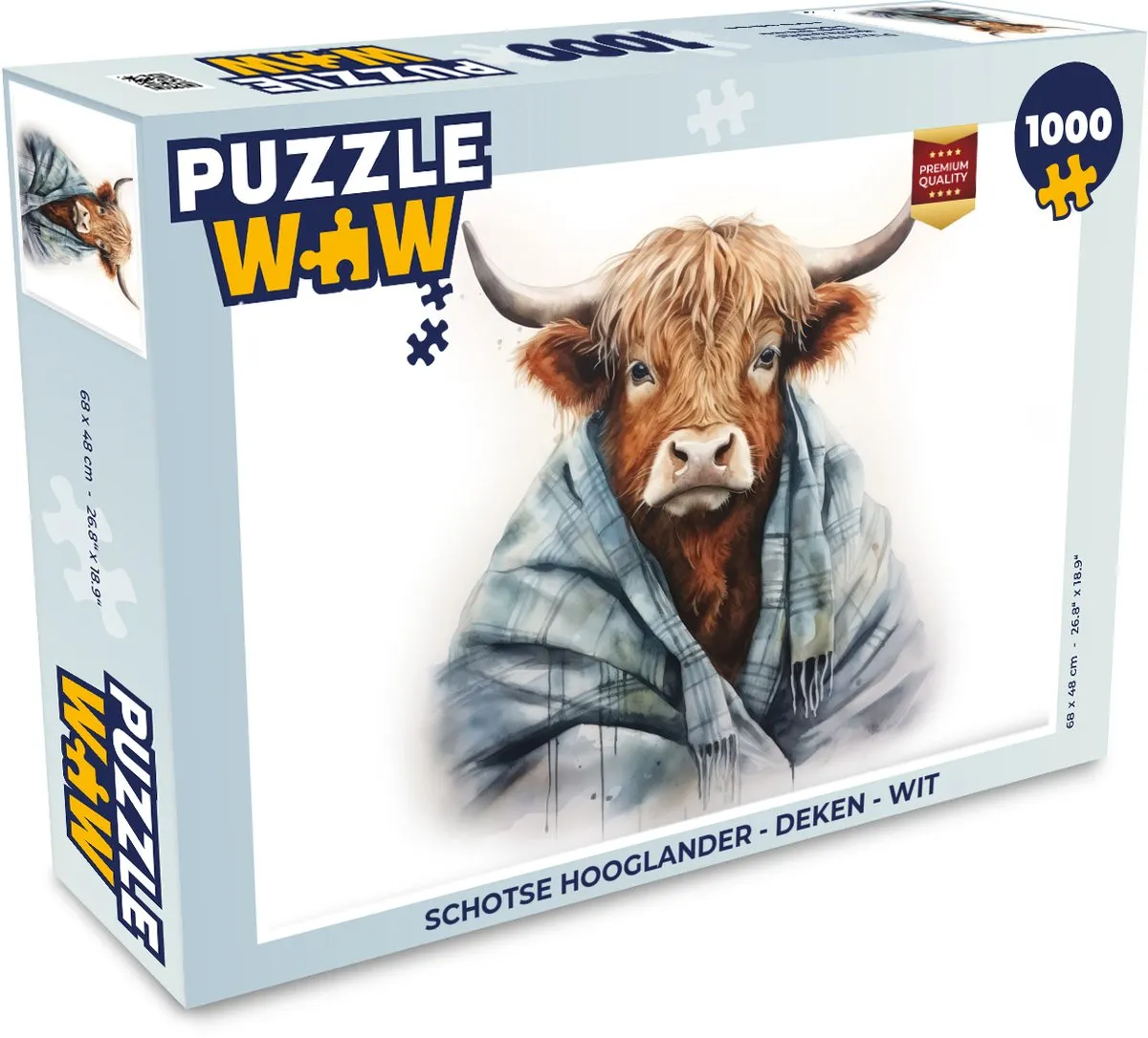 PuzzleWow Schotse Hooglander Deken 500 Stuks - Wit