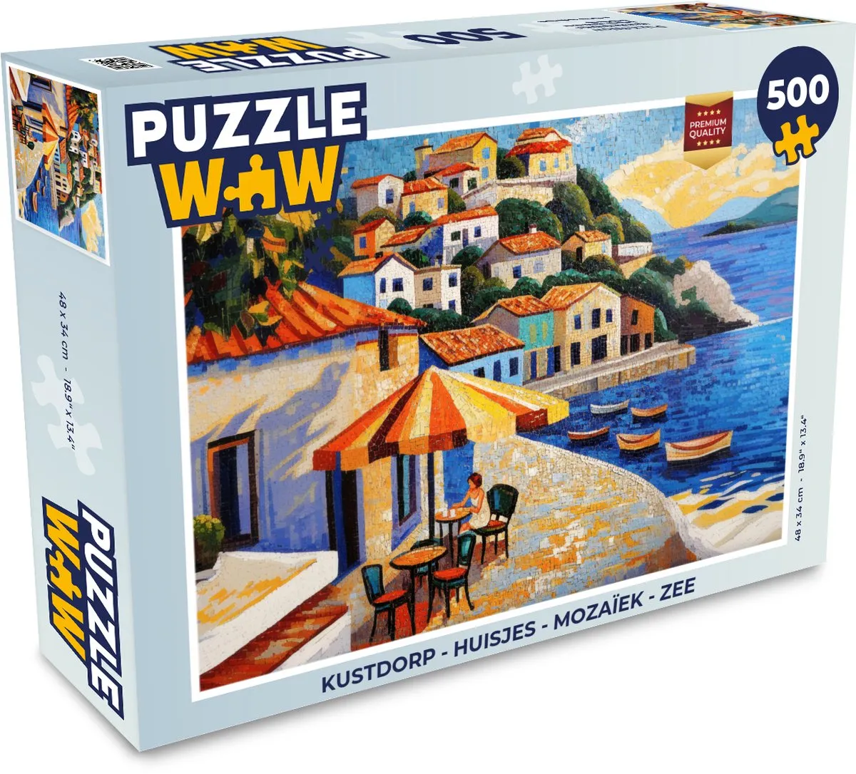 PuzzleWow Kustdorp Mozaïek Legpuzzel 500 Stuks - Zee