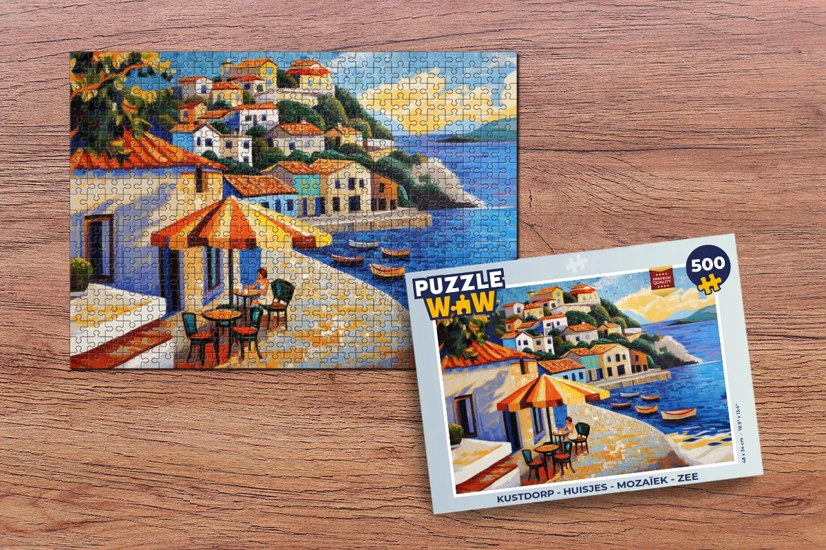 PuzzleWow Kustdorp Mozaïek Legpuzzel 500 Stuks - Zee