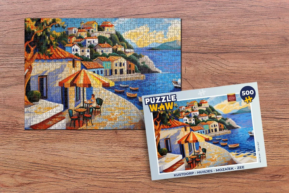 PuzzleWow Kustdorp Mozaïek Legpuzzel 500 Stuks - Zee