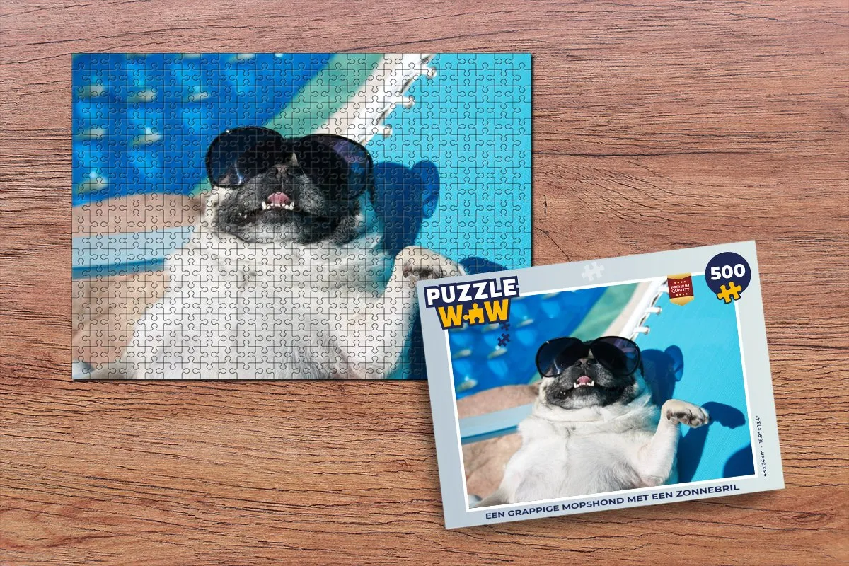 PuzzleWow Hond met Zonnebril Legpuzzel 500 Stuks - Multicolor