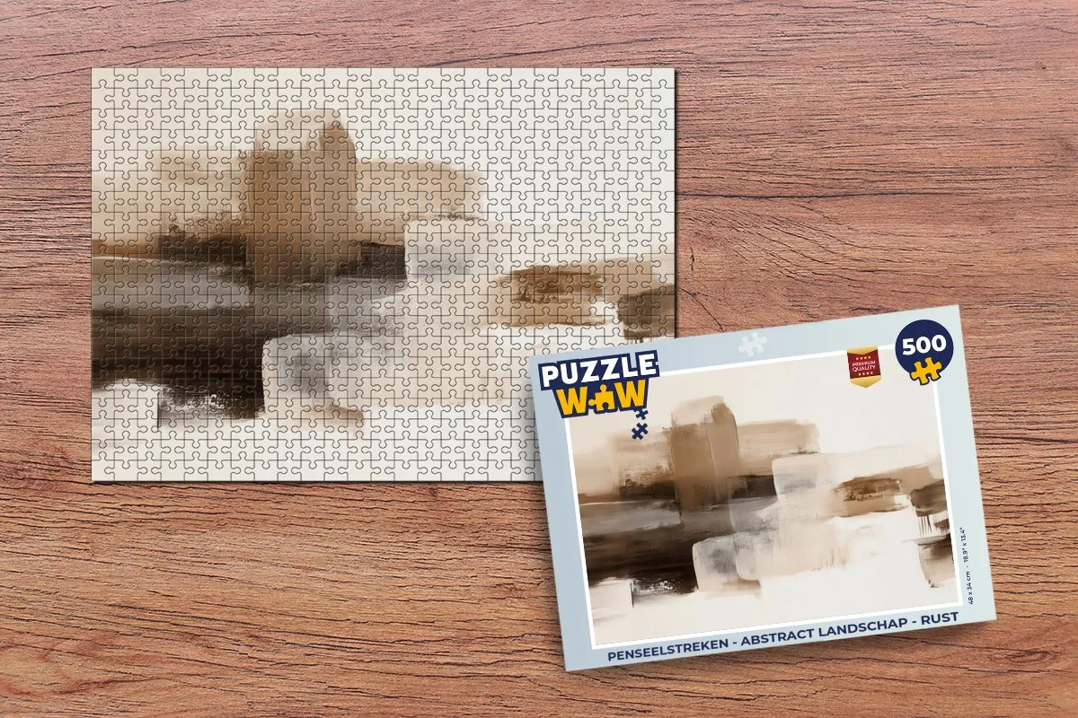PuzzleWow Penseelstreken Abstract Landschap Legpuzzel 500 Stuks