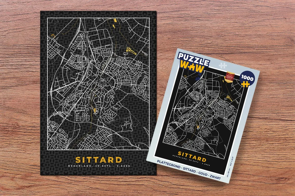 PuzzleWow Sittard Legpuzzel 1000 Stuks - Goud/Zwart