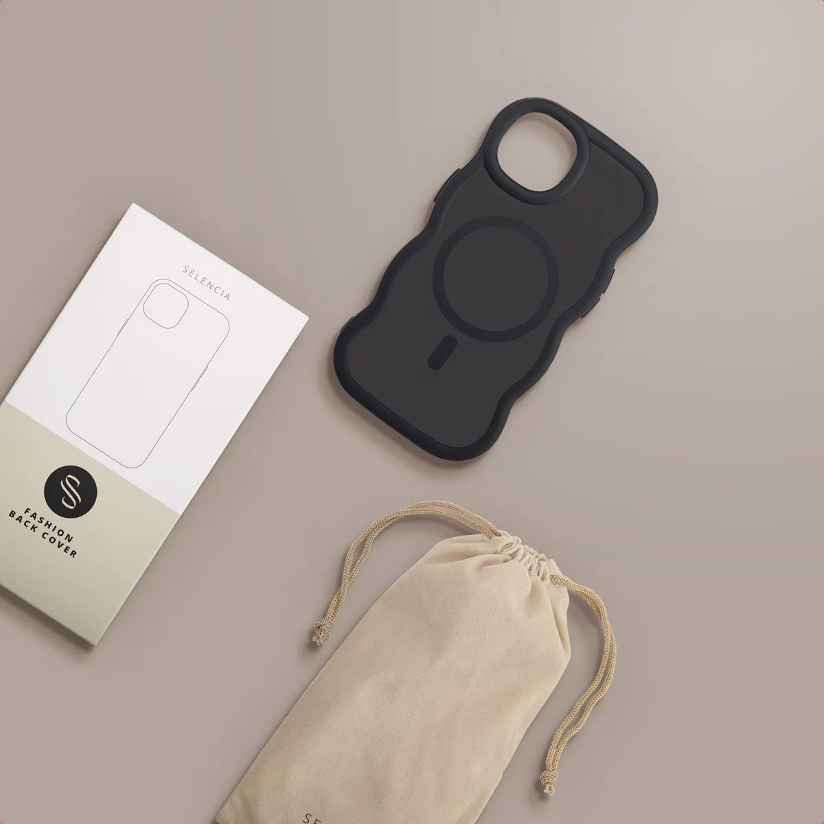 Selencia Wavy Case iPhone 14/13 - Zwart