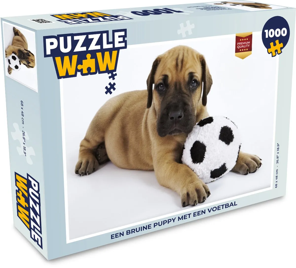 PuzzleWow Legpuzzel Een Bruine Puppy met Voetbal 1000 Stuks - Multicolor