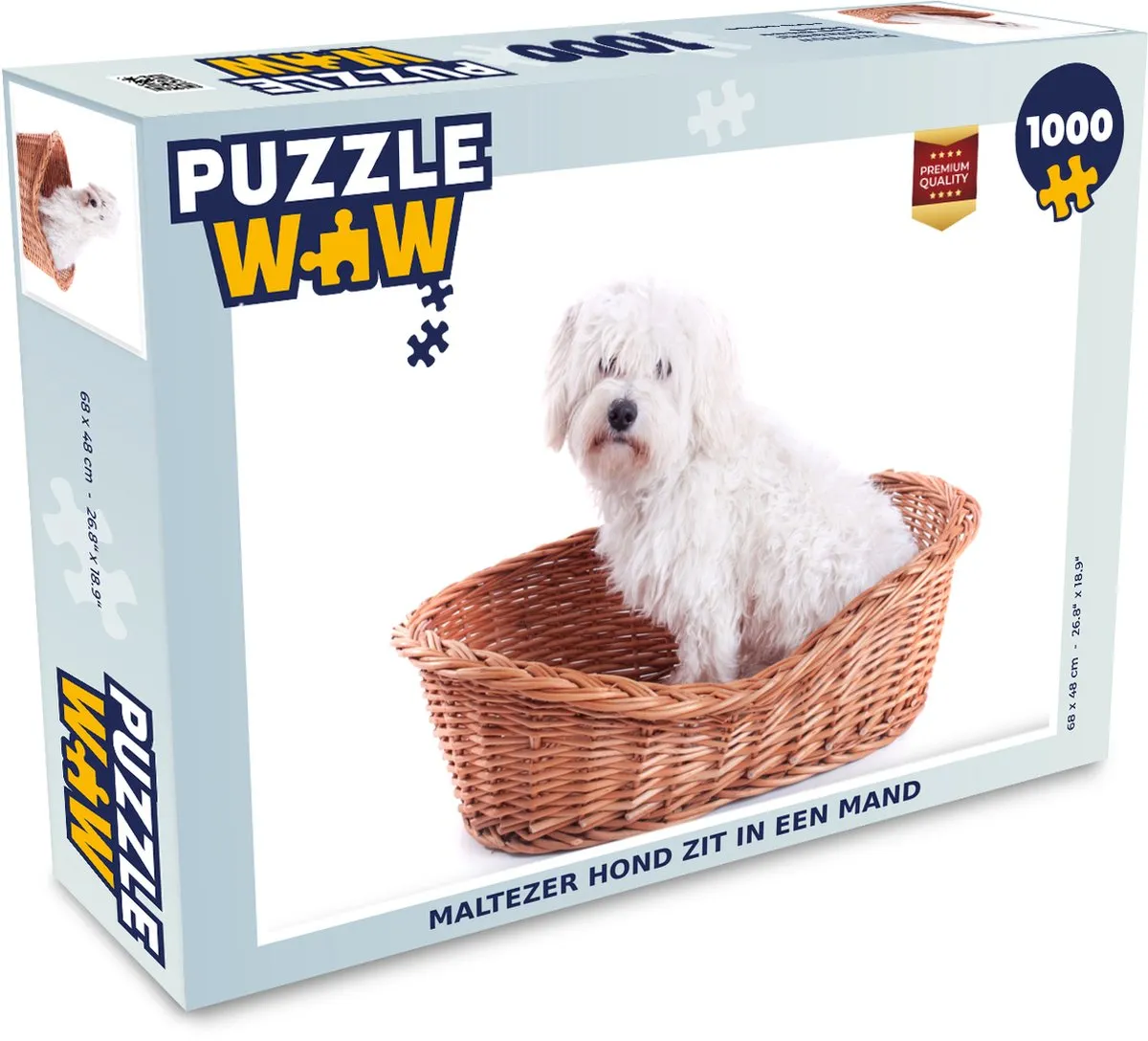 PuzzleWow Maltezer Hond Zit in Mand Legpuzzel 1000 Stuks