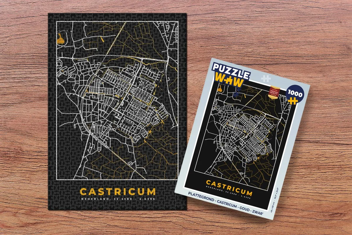 PuzzleWow Castricum Legpuzzel 1000 Stuks - Goud/Zwart