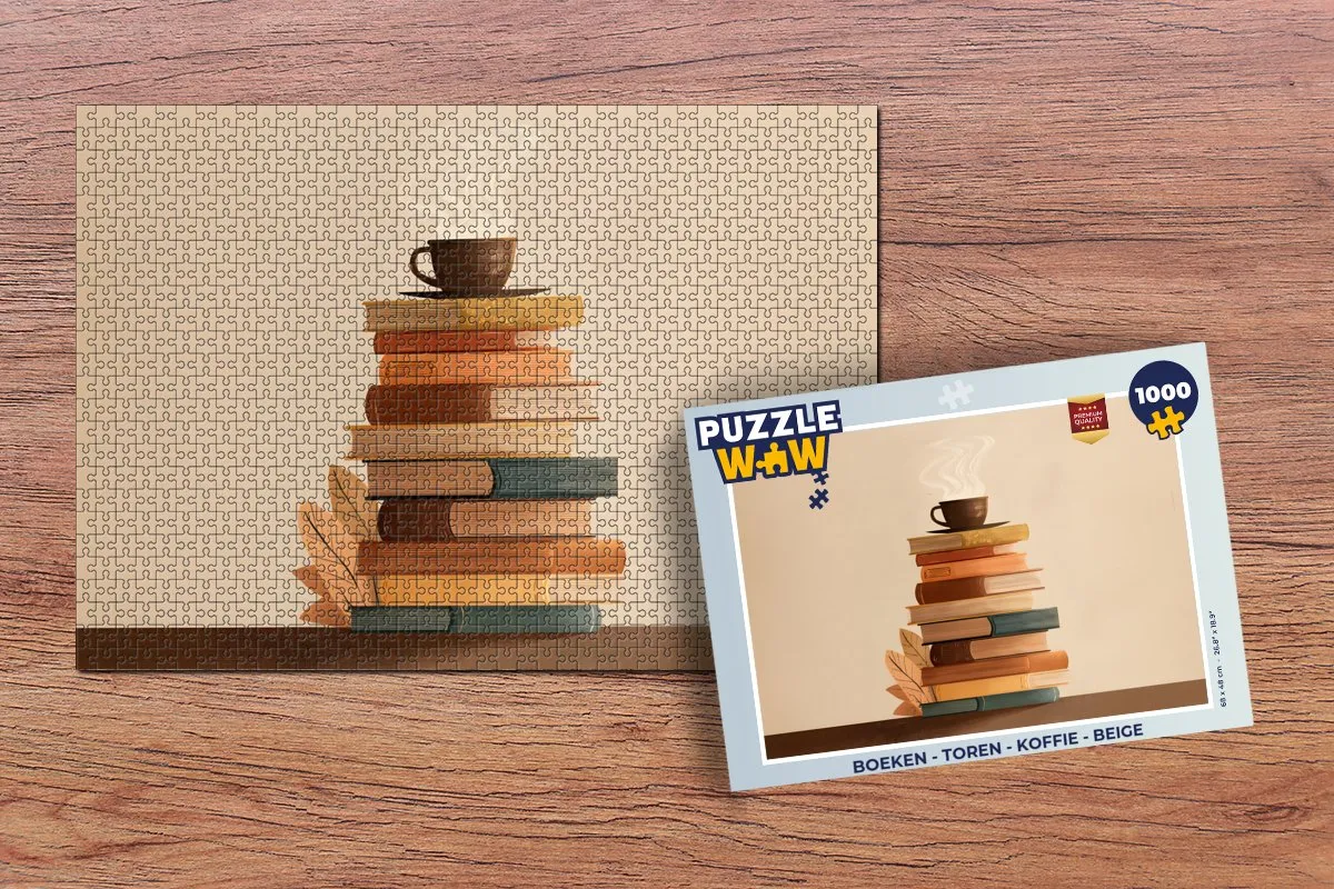 PuzzleWow Legpuzzel 1000 Stuks - Toren Koffie Beige