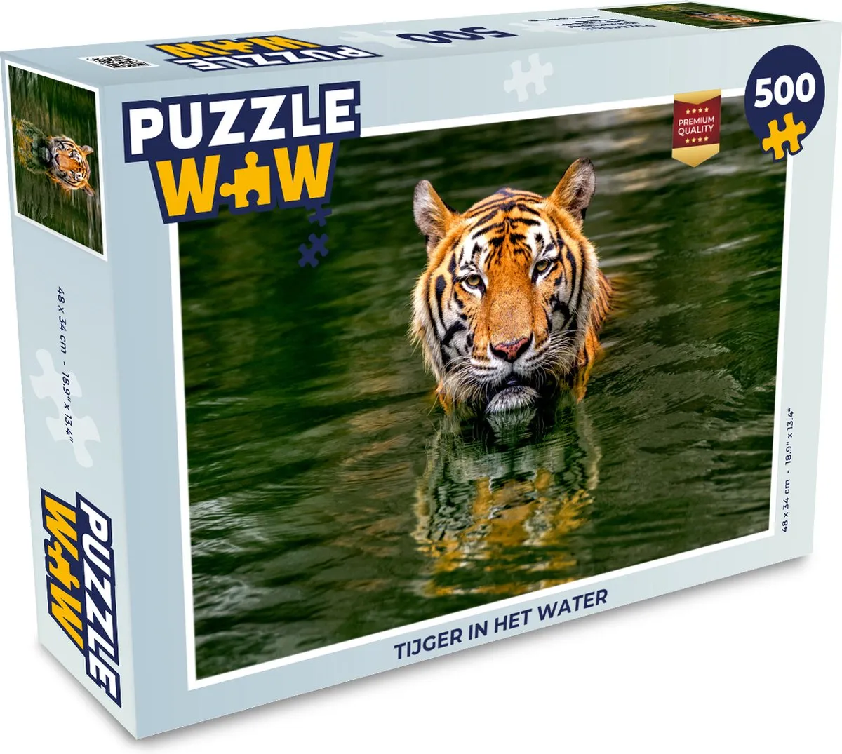 PuzzleWow Tijger in het water Legpuzzel 500 Stuks