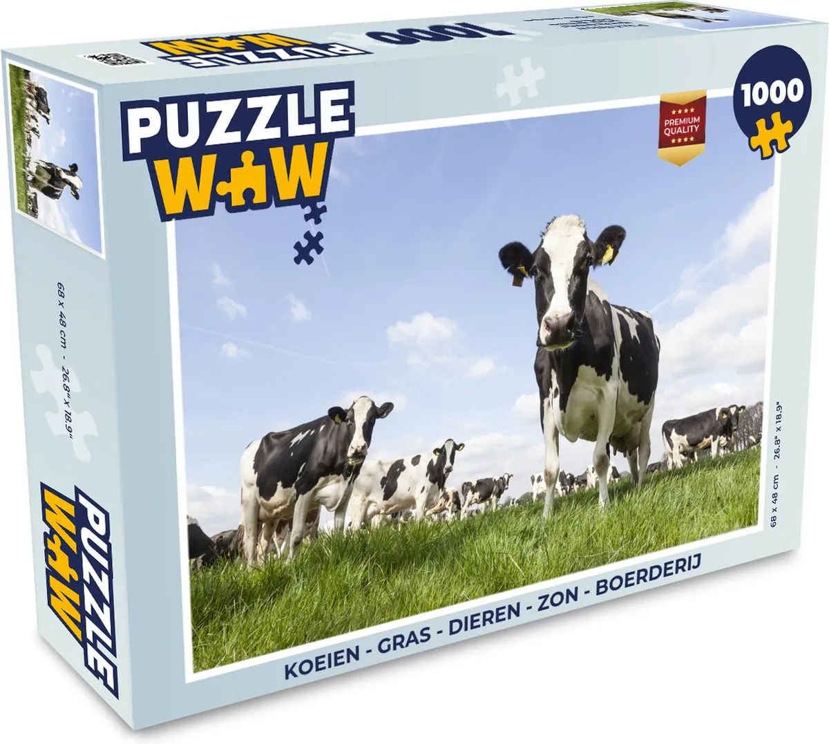 PuzzleWow Koeien Gras Boerderij Legpuzzel 1000 Stuks - Multicolor