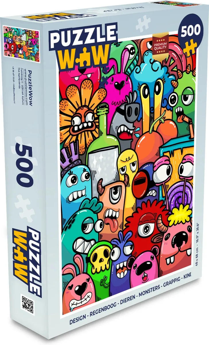PuzzleWow Regenboog Dieren Monsters Legpuzzel 500 Stuks
