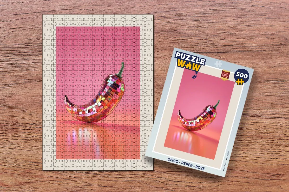 PuzzleWow Disco Legpuzzel 500 Stuks - Roze/Peper