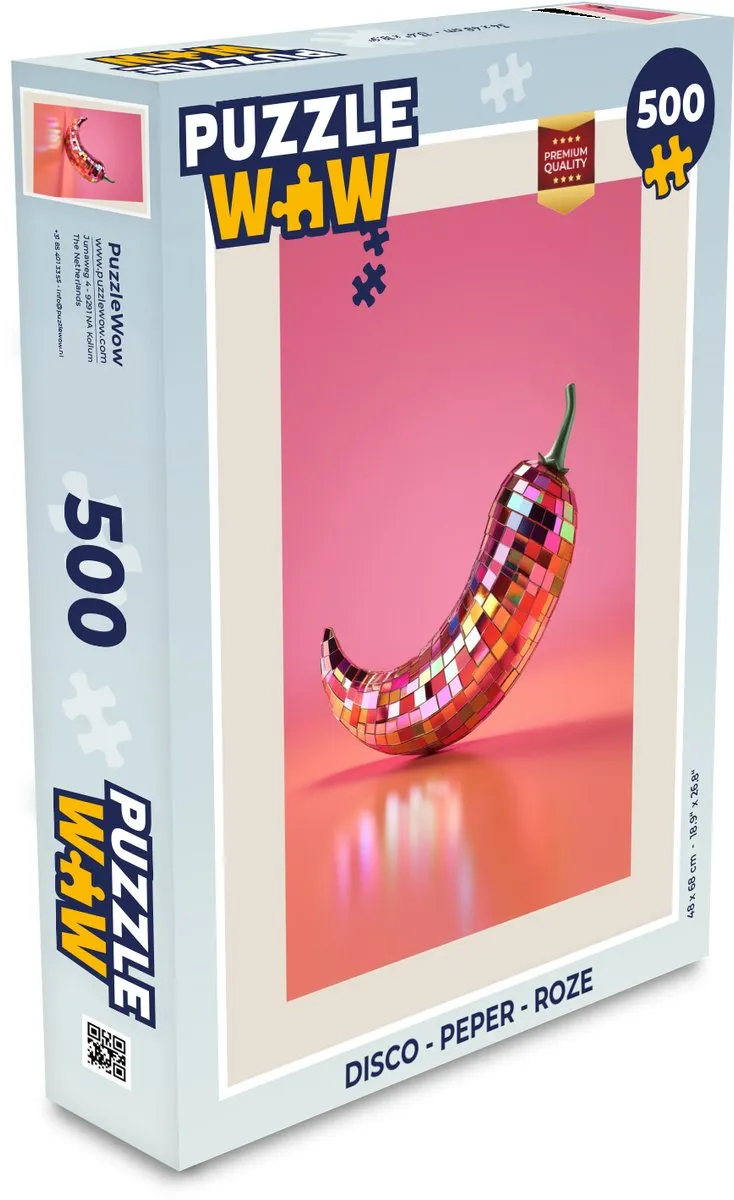 PuzzleWow Disco Legpuzzel 500 Stuks - Roze/Peper