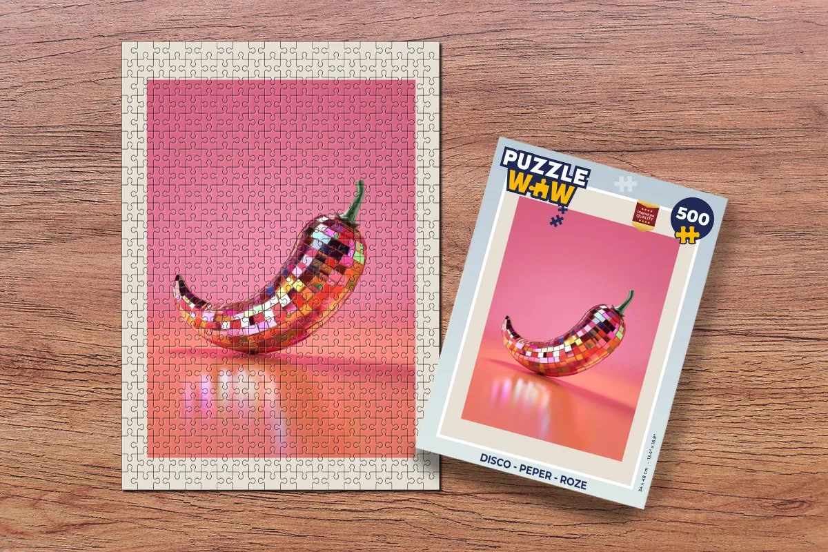 PuzzleWow Disco Legpuzzel 500 Stuks - Roze/Peper