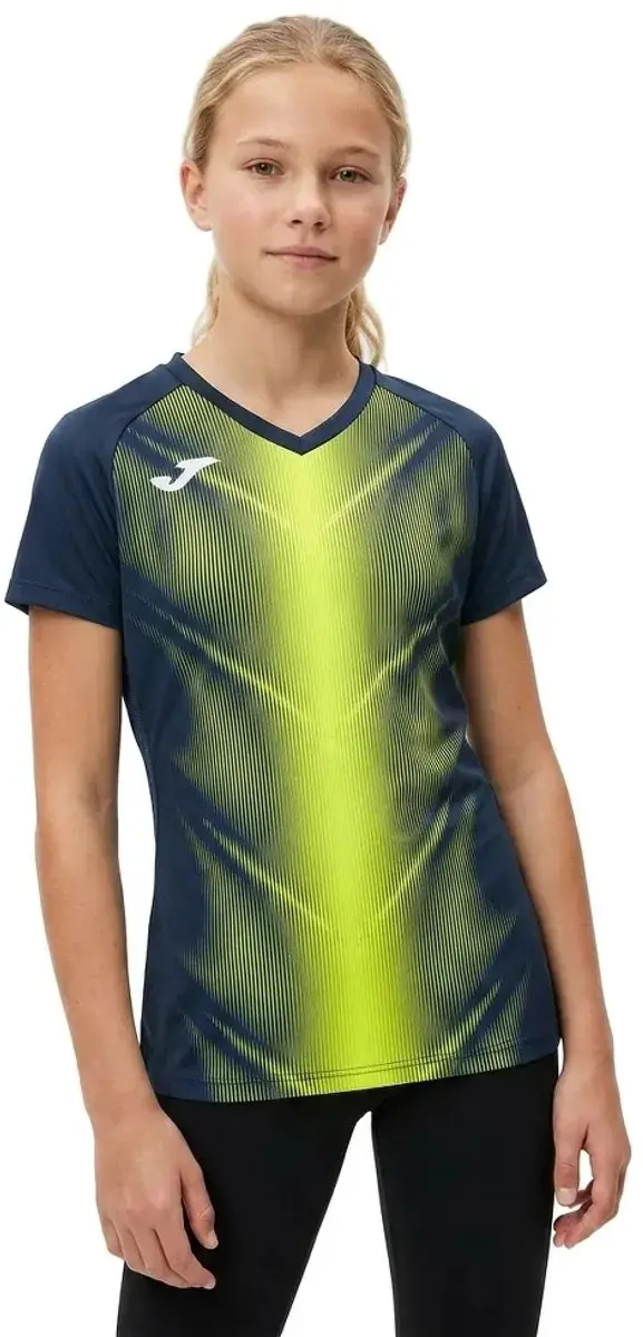 Joma Olimpia T-shirt Meisje 140/146 - Navy/Yellow Fluor - afbeelding 2 van 3