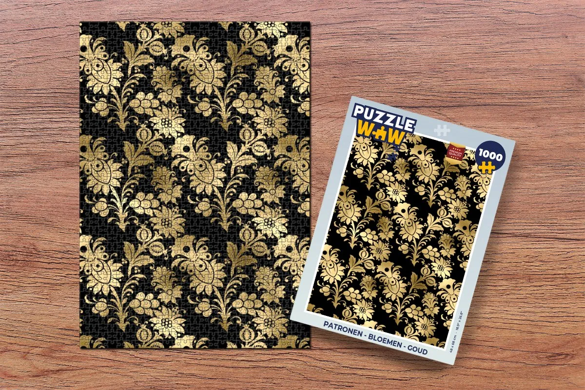 PuzzleWow Bloemen Legpuzzel 1000 Stuks - Goud/Multicolor