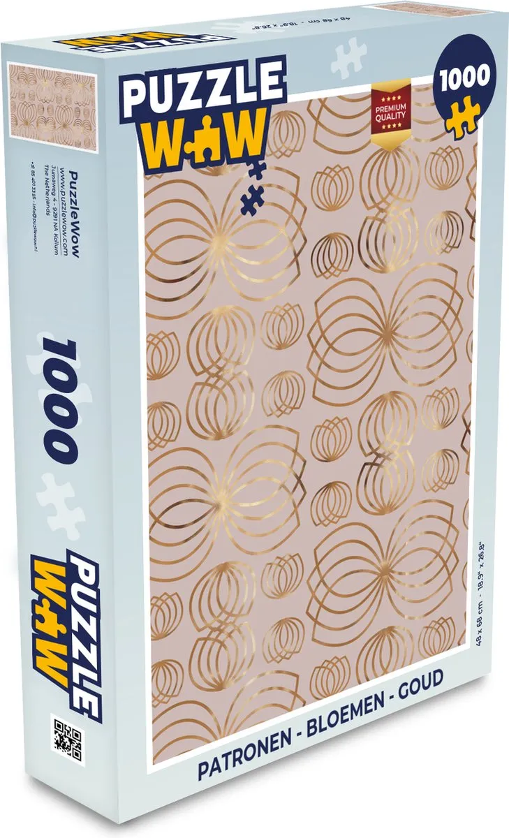 PuzzleWow Bloemen Legpuzzel 1000 Stuks - Goud/Multicolor