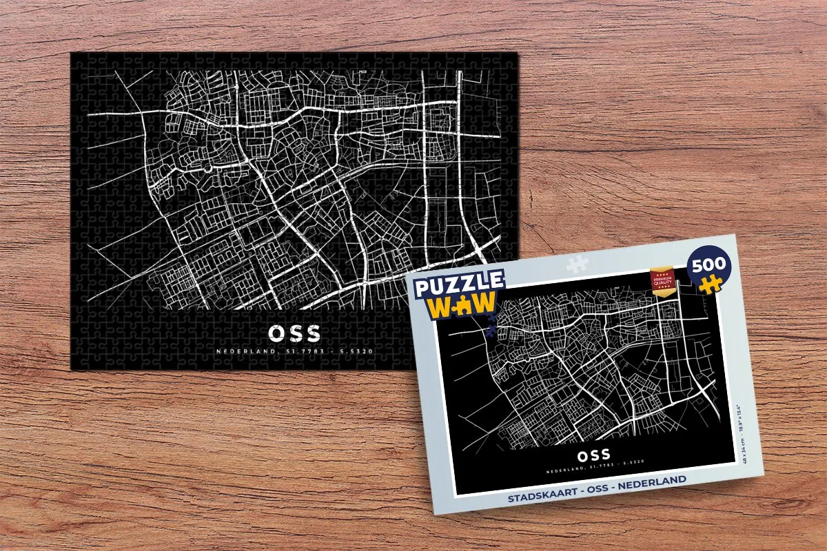 PuzzleWow Stadskaart Oss Nederland Legpuzzel 500 Stuks - Multicolor
