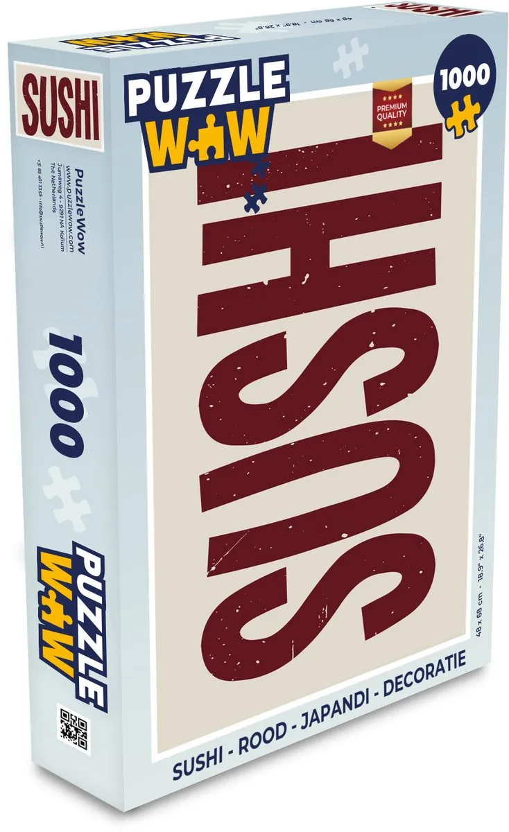 PuzzleWow Sushi Legpuzzel 1000 Stuks - Rood/Beige