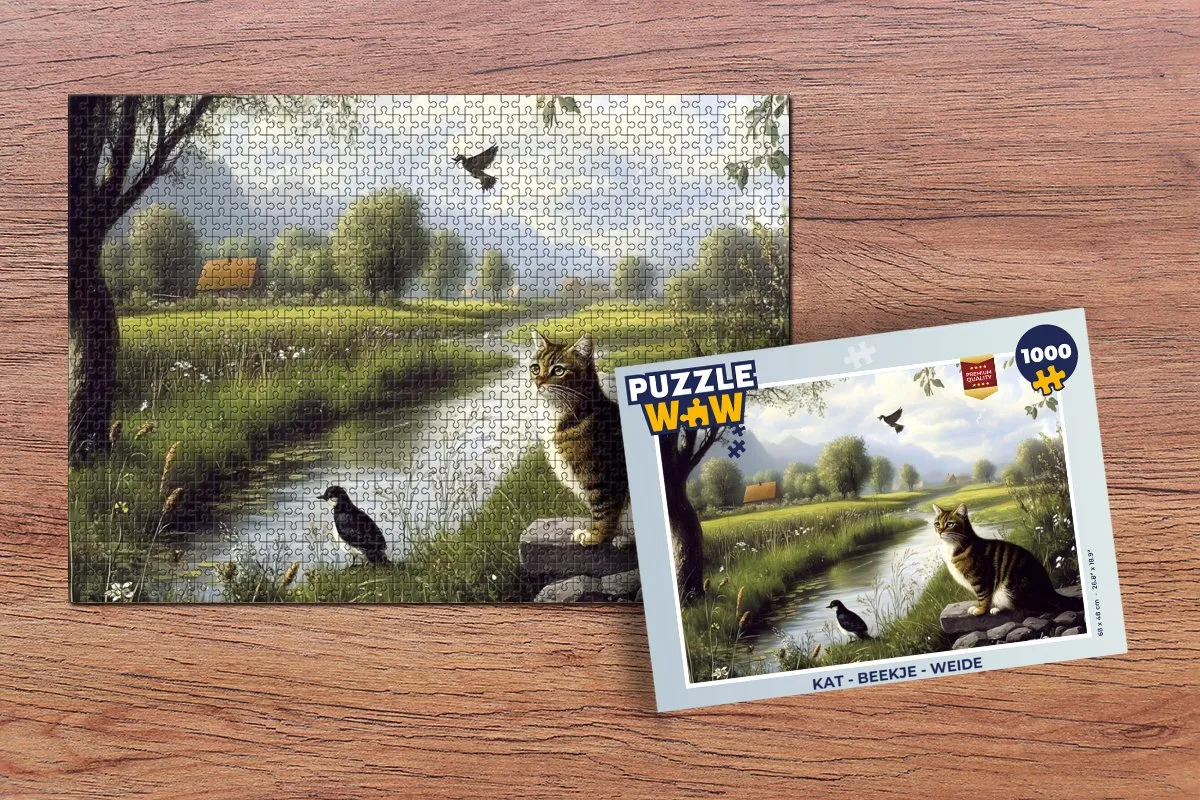 PuzzleWow Legpuzzel Kat - Natuur 1000 Stuks