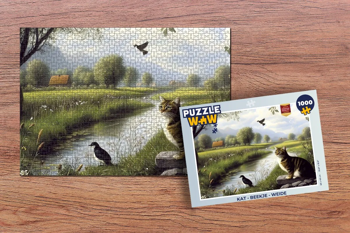 PuzzleWow Legpuzzel Kat - Natuur 1000 Stuks