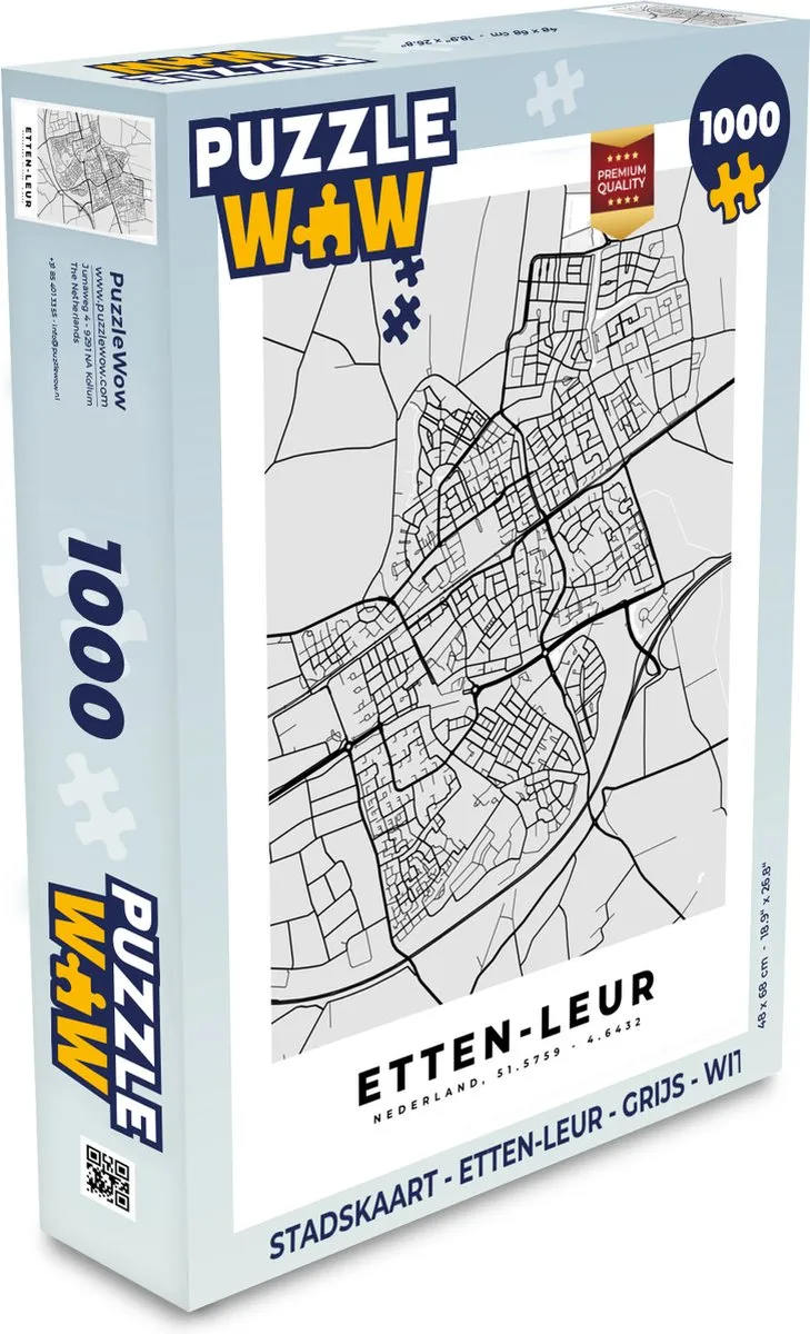 PuzzleWow Stadskaart Etten-Leur Legpuzzel 1000 Stukken