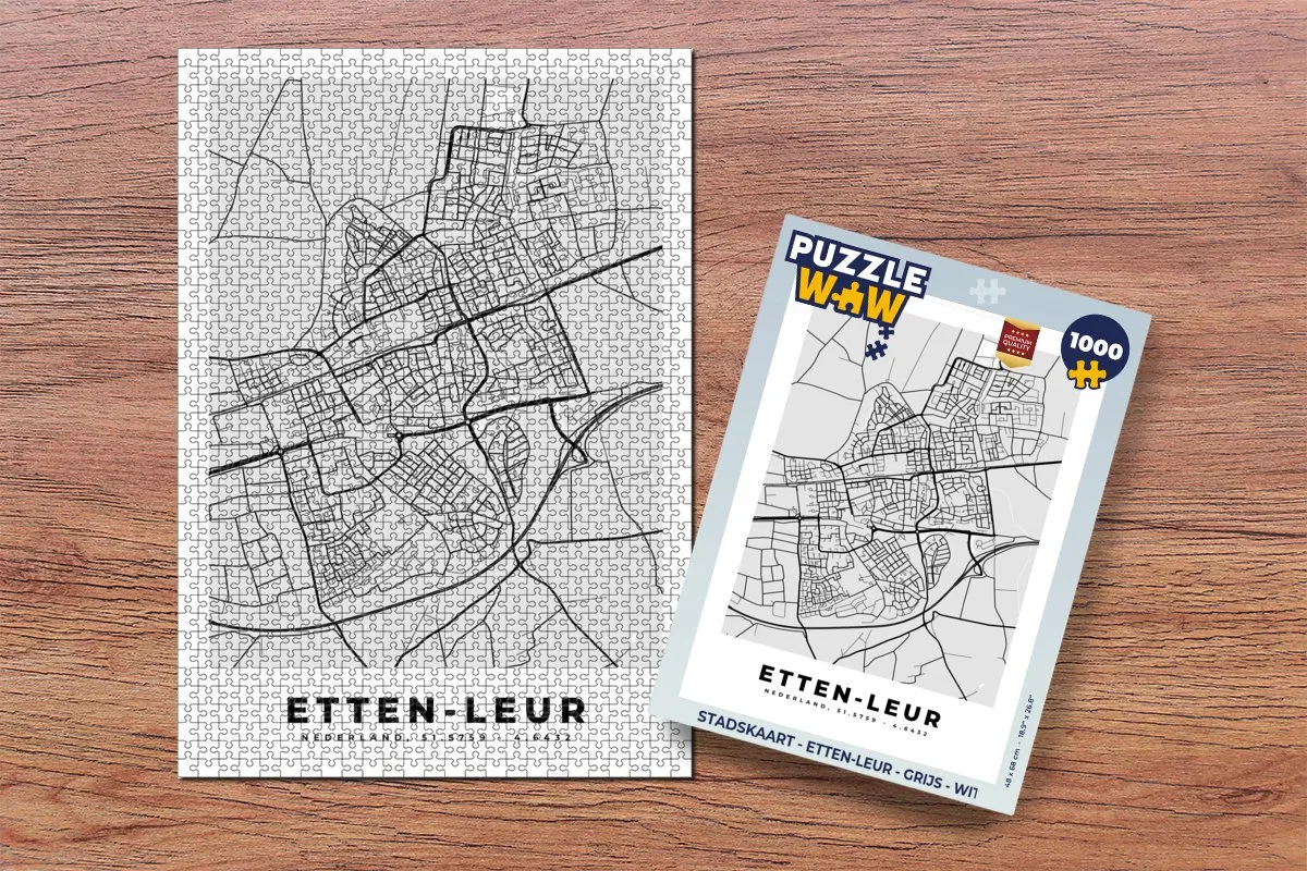 PuzzleWow Stadskaart Etten-Leur Legpuzzel 1000 Stukken - Multicolor