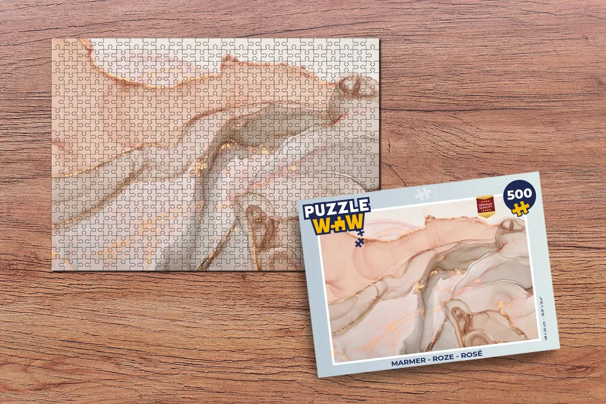 PuzzleWow Marmer Rosé Legpuzzel 500 Stuks - Multicolor