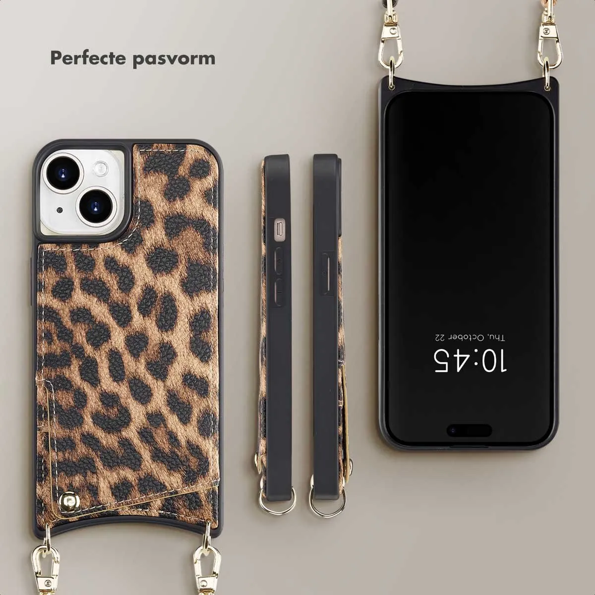 Selencia iPhone 15 Hoesje Leopard - 2 Pasjes - afbeelding 6 van 6