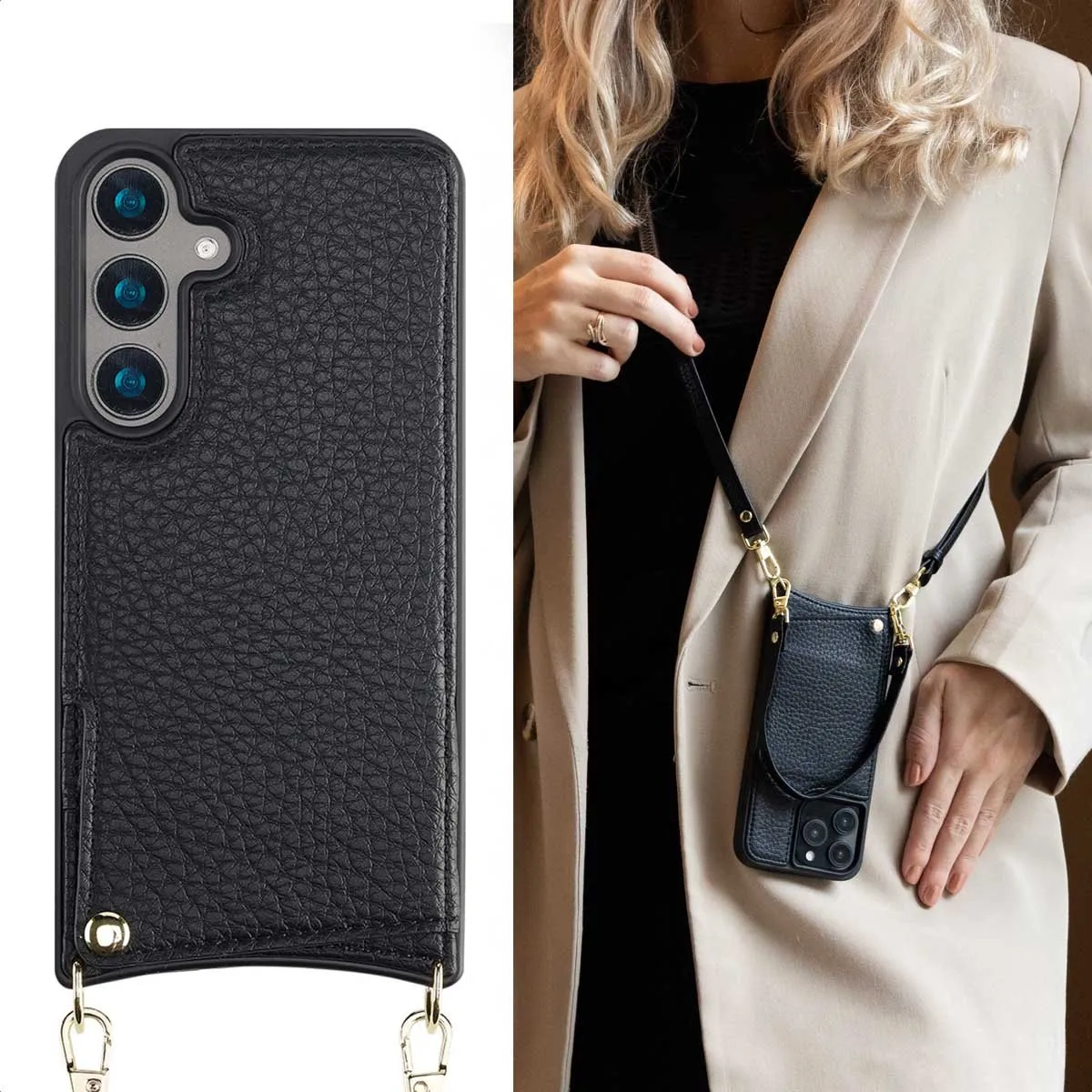 Selencia Hoesje Samsung Galaxy S24 - 2 Pasjes - Zwart