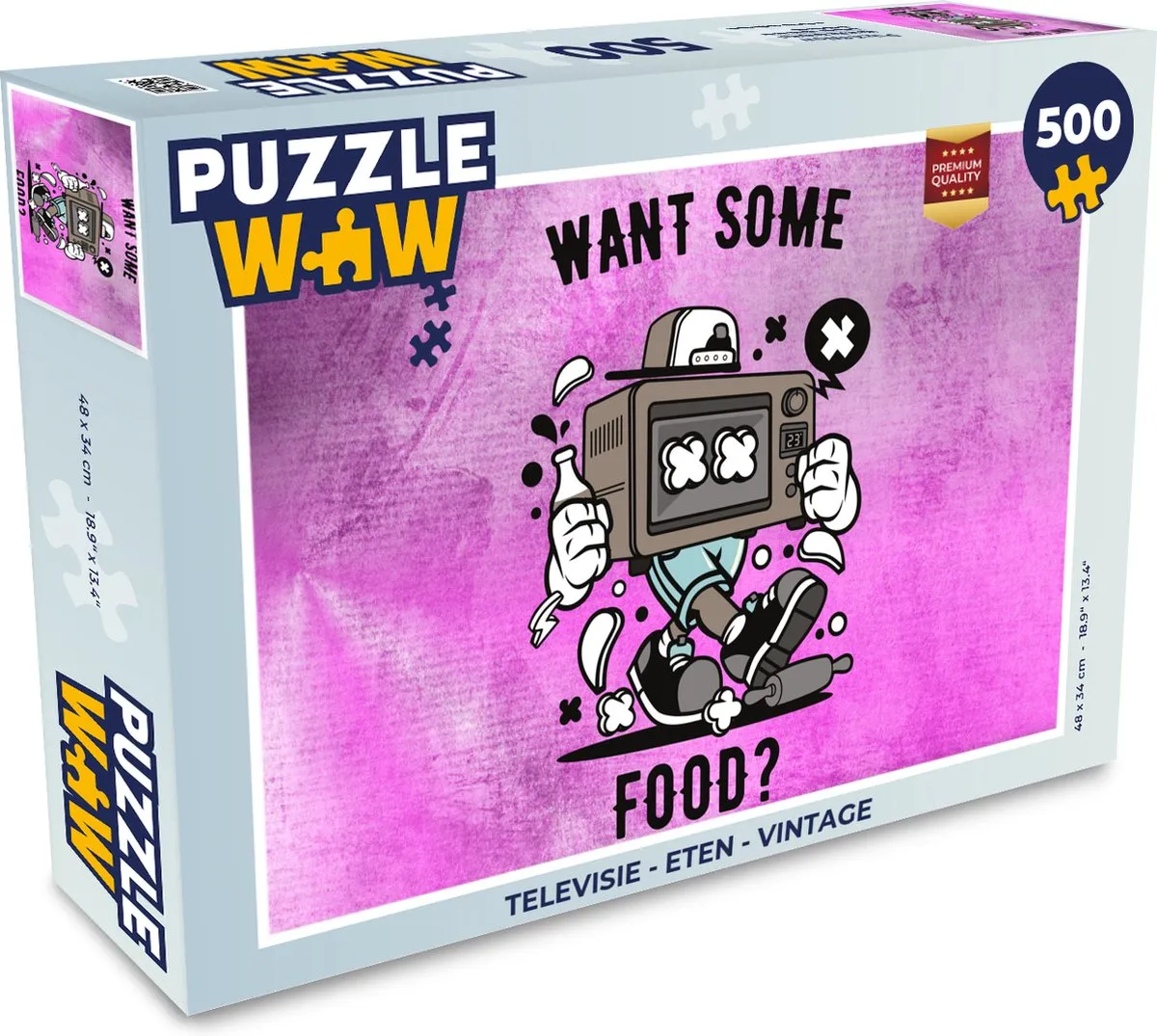 PuzzleWow Televisie Eten Vintage Legpuzzel 500 Stuks