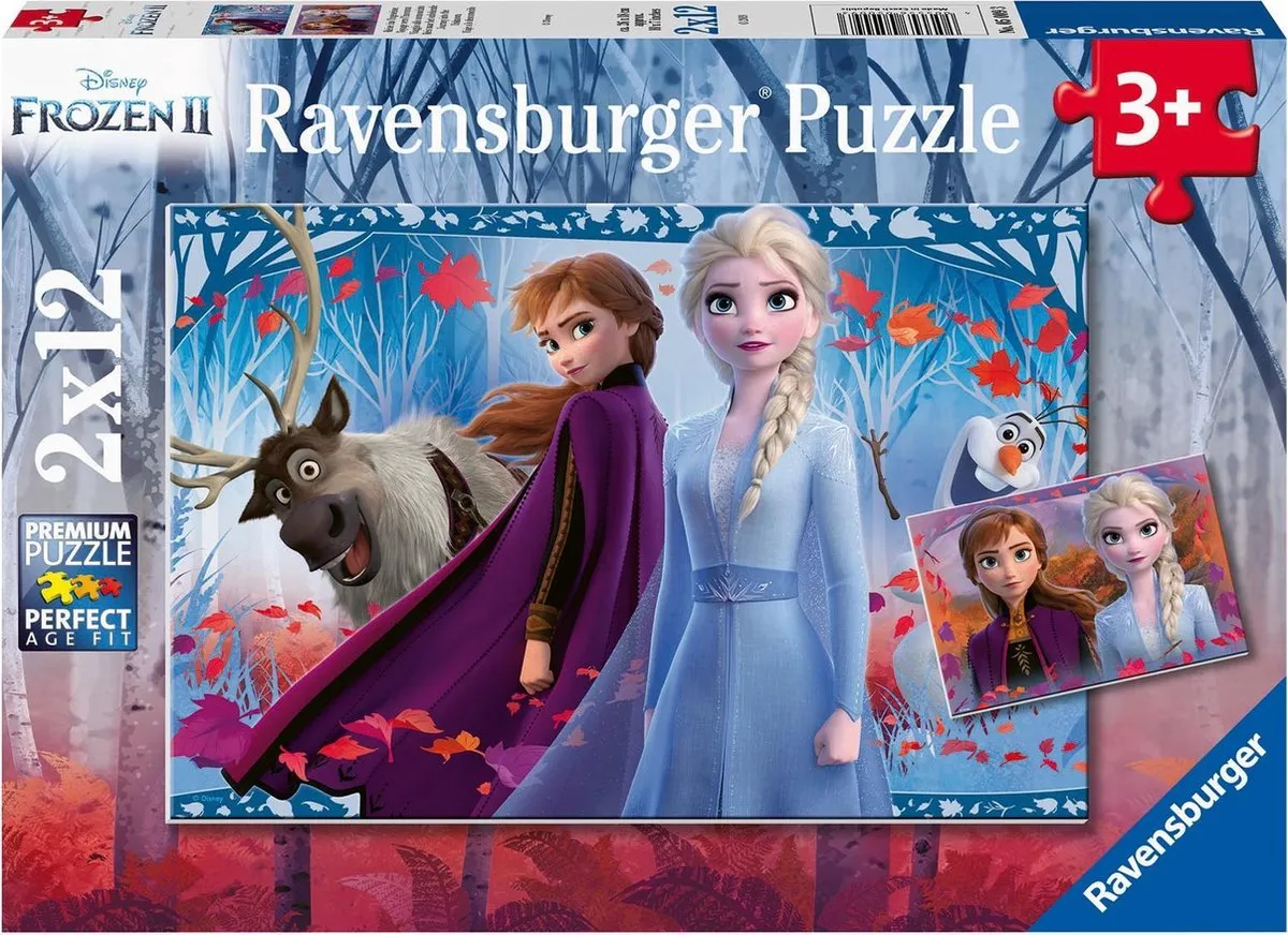 Ravensburger Disney Frozen 2 Puzzel - 2x12 Stuks - Multicolor