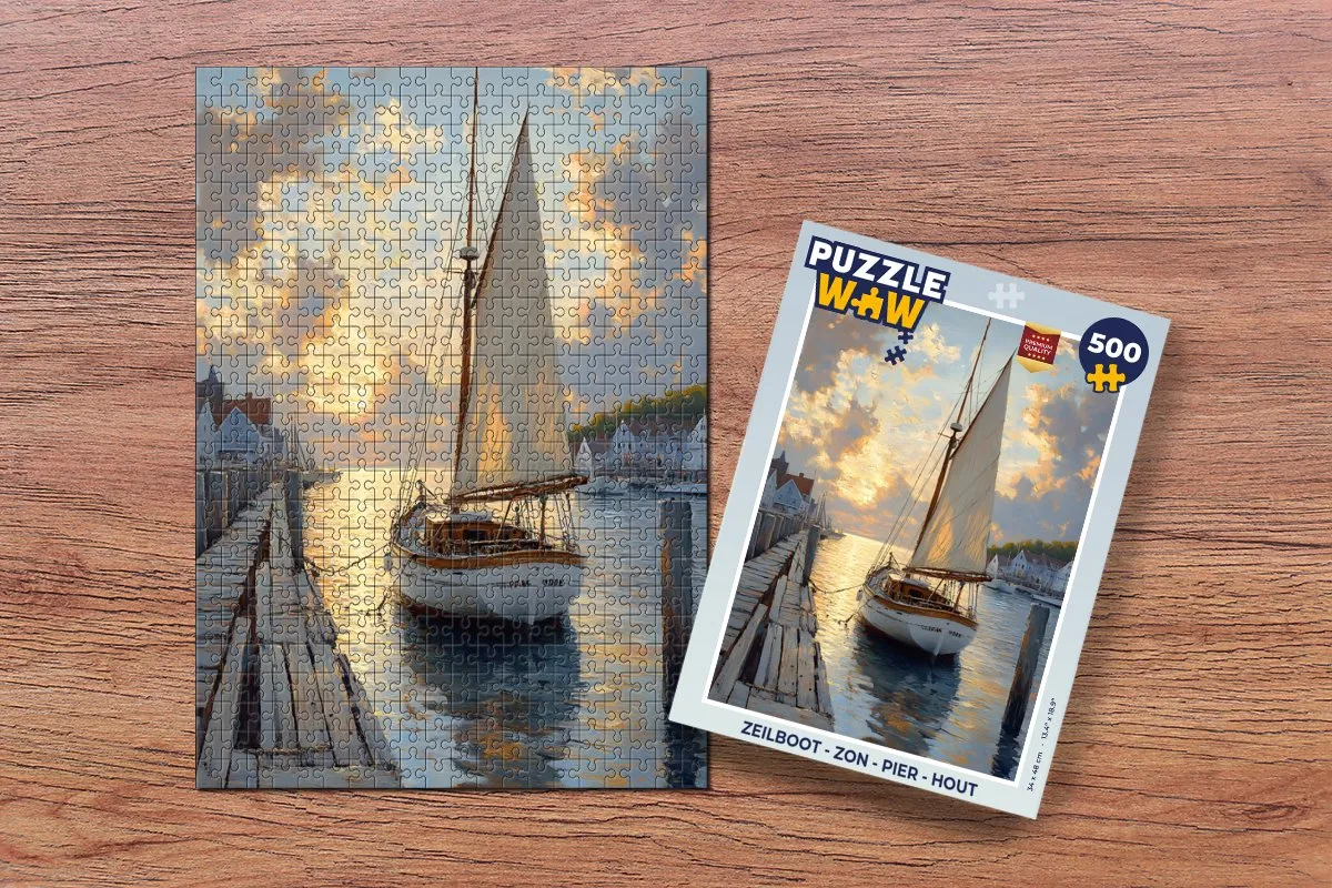 PuzzleWow Zeilboot Legpuzzel 500 Stuks - Zeilboot/Pier