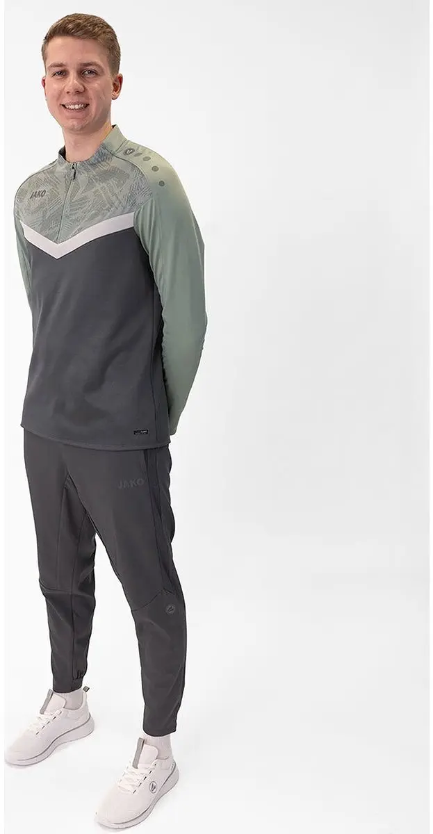 JAKO Iconic Ziptop Heren - L - Zachtgrijs/Mintgroen