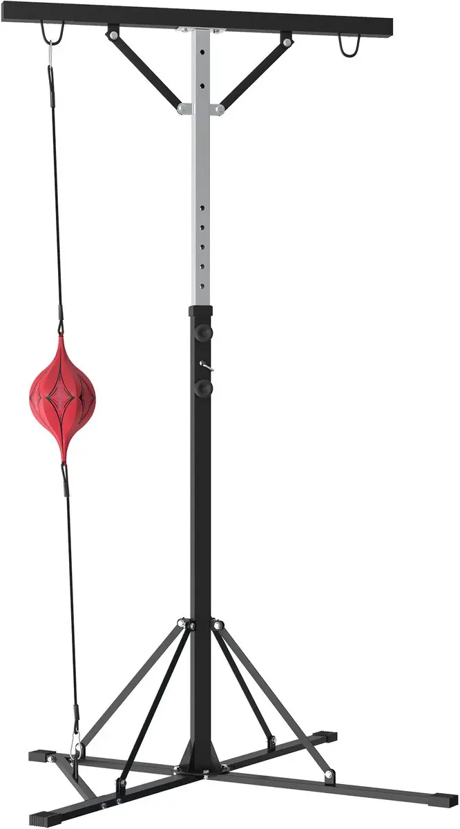 SPORTNOW-Stahl-Schwarz-160L x 145B x 175-220H cm-Boxsackständer