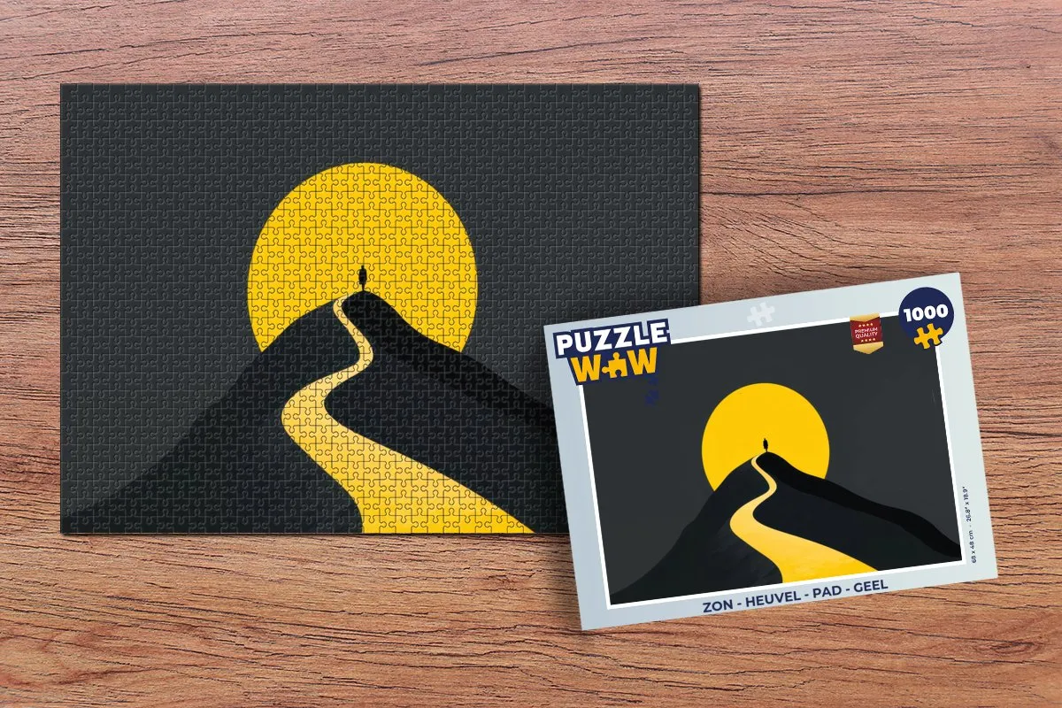 PuzzleWow Legpuzzel 1000 Stuks - Zon Heuvel Pad Geel