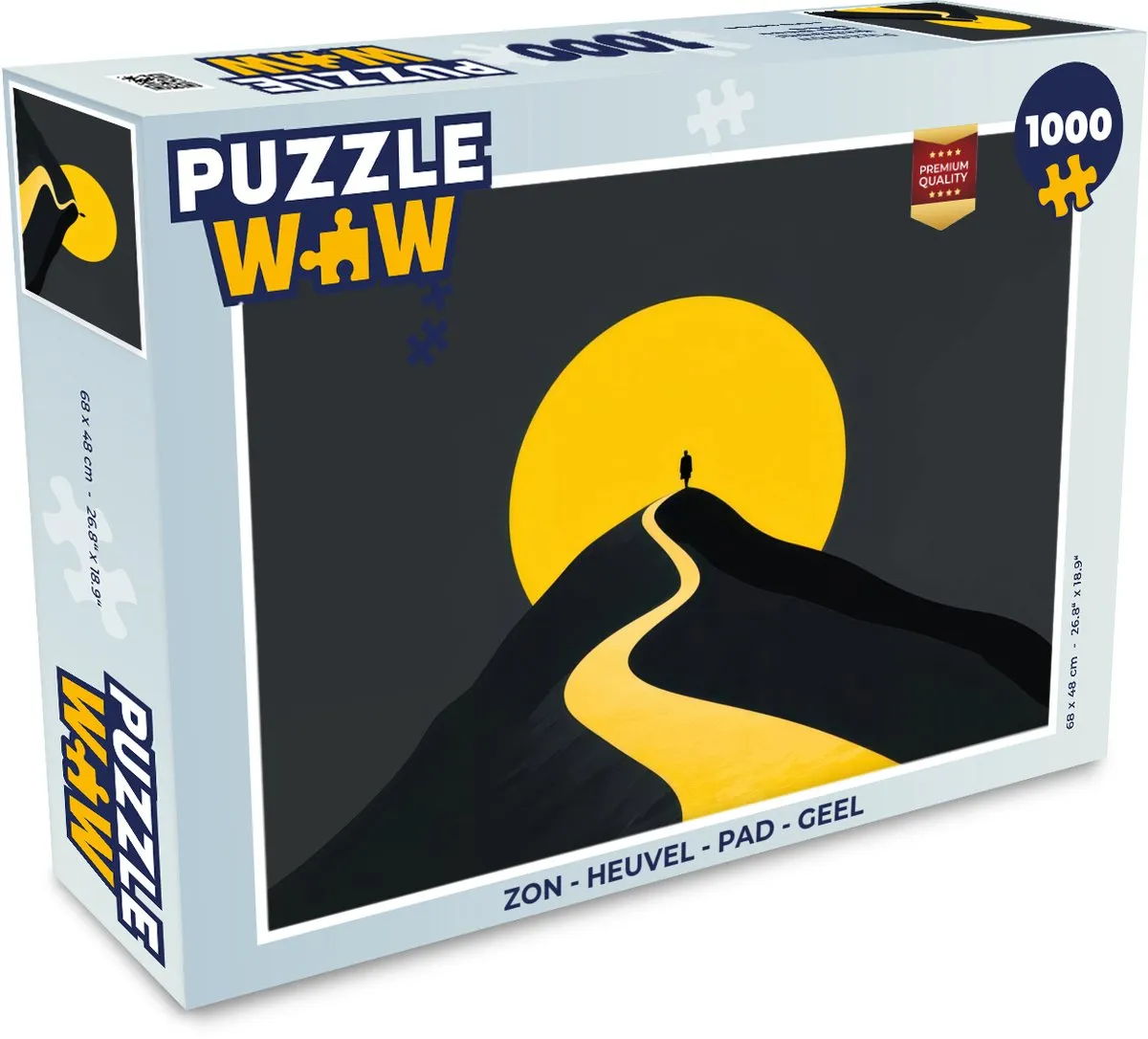 PuzzleWow Legpuzzel 1000 Stuks - Zon Heuvel Pad Geel