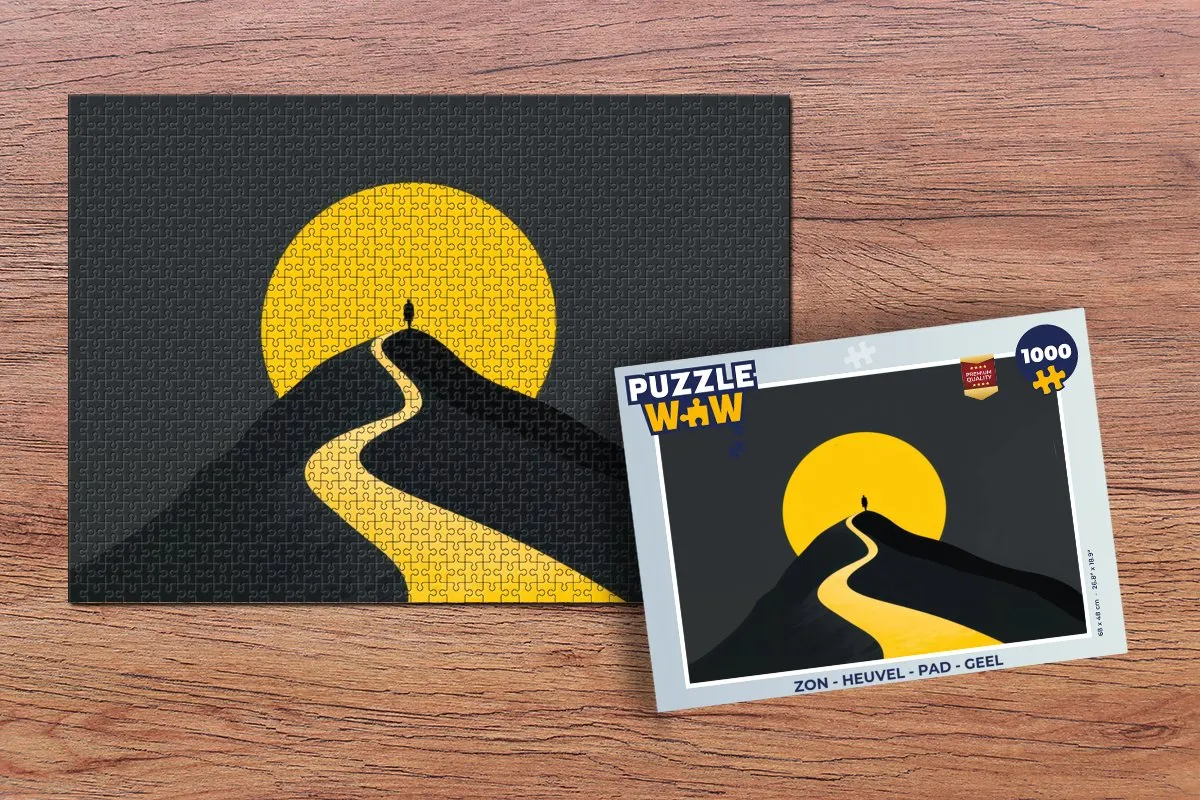 PuzzleWow Legpuzzel 1000 Stuks - Zon Heuvel Pad Geel