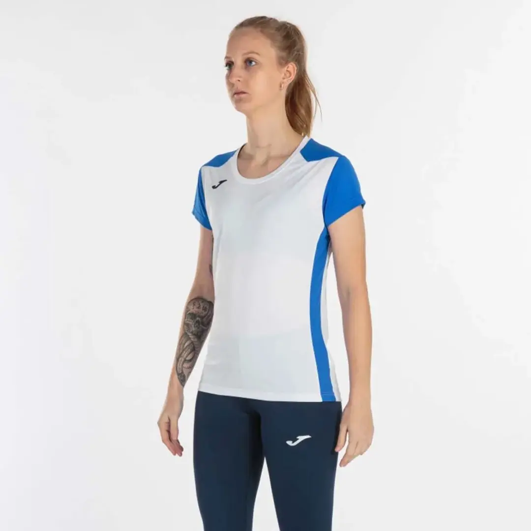 Joma Record II T-shirt Vrouw - M - Wit/Blauw
