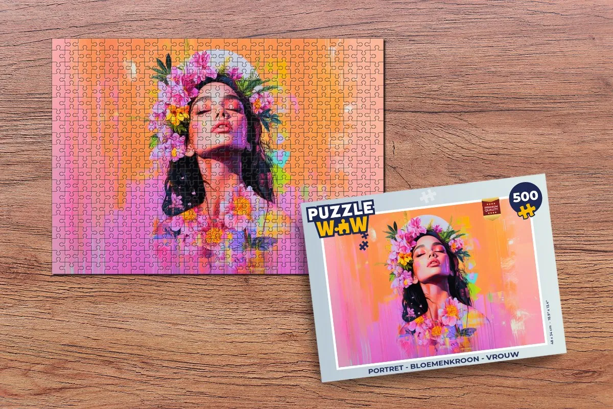 PuzzleWow Portret Bloemenkroon Legpuzzel 500 Stuks