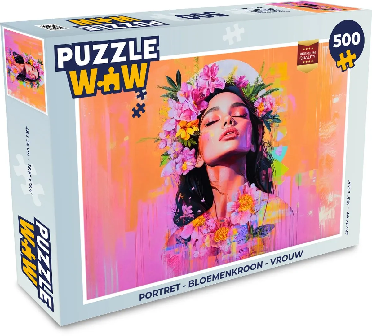 PuzzleWow Portret Bloemenkroon Legpuzzel 500 Stuks