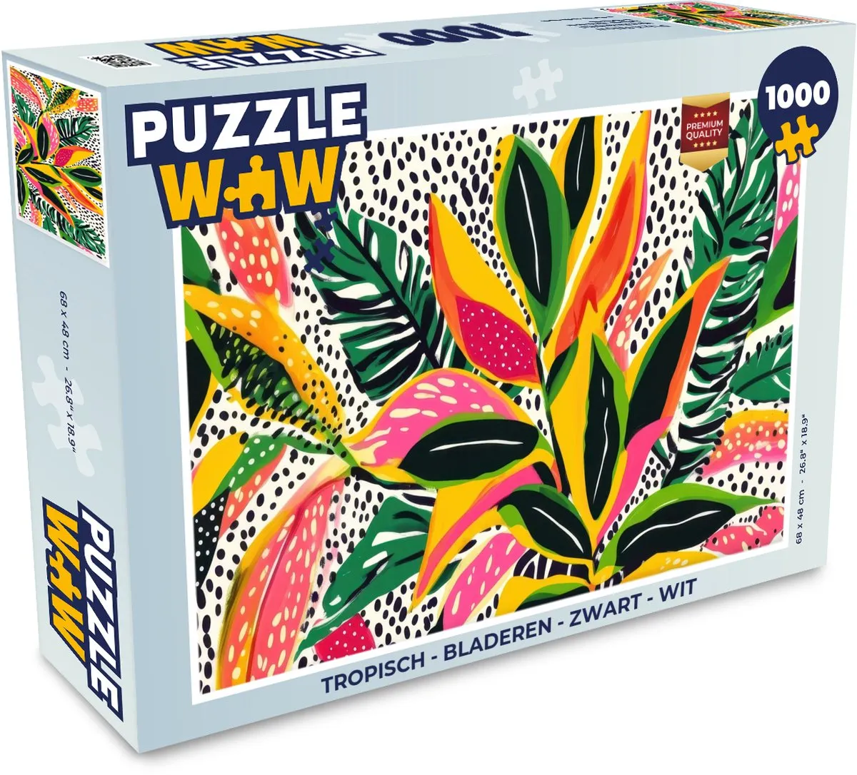 PuzzleWow Tropisch Bladeren Puzzel 1000 Stuks - Zwart/Wit
