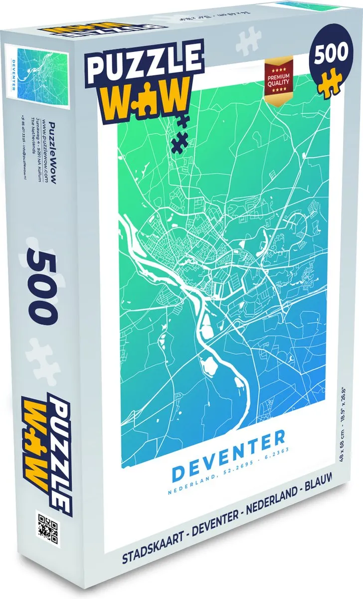 PuzzleWow Stadskaart Deventer Nederland Legpuzzel 500 Stuks