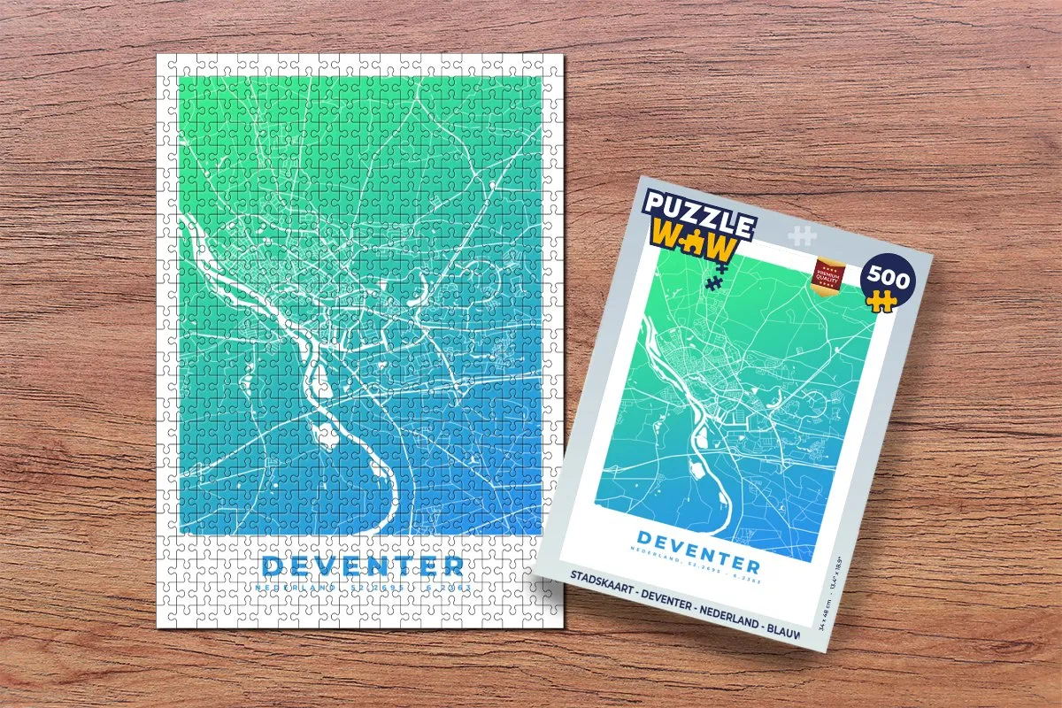 PuzzleWow Stadskaart Deventer Nederland Legpuzzel 500 Stuks - Multicolor