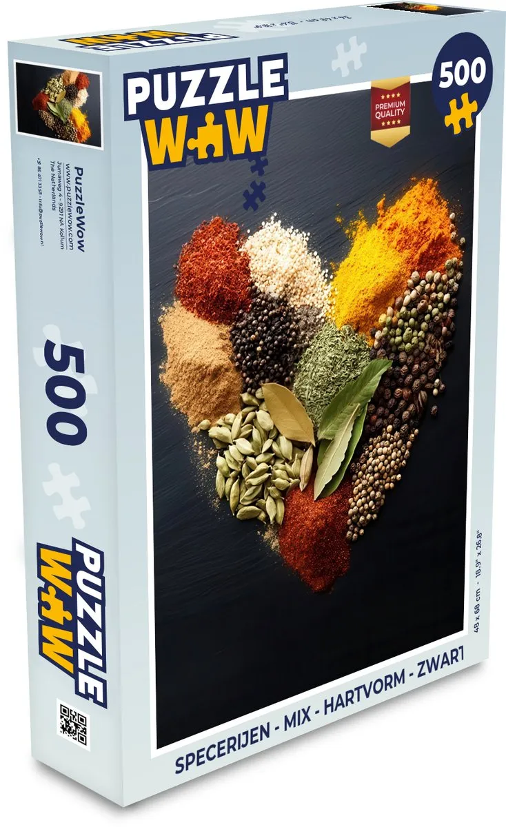 PuzzleWow Specerijen Hartvorm Legpuzzel 500 Stuks - Zwart