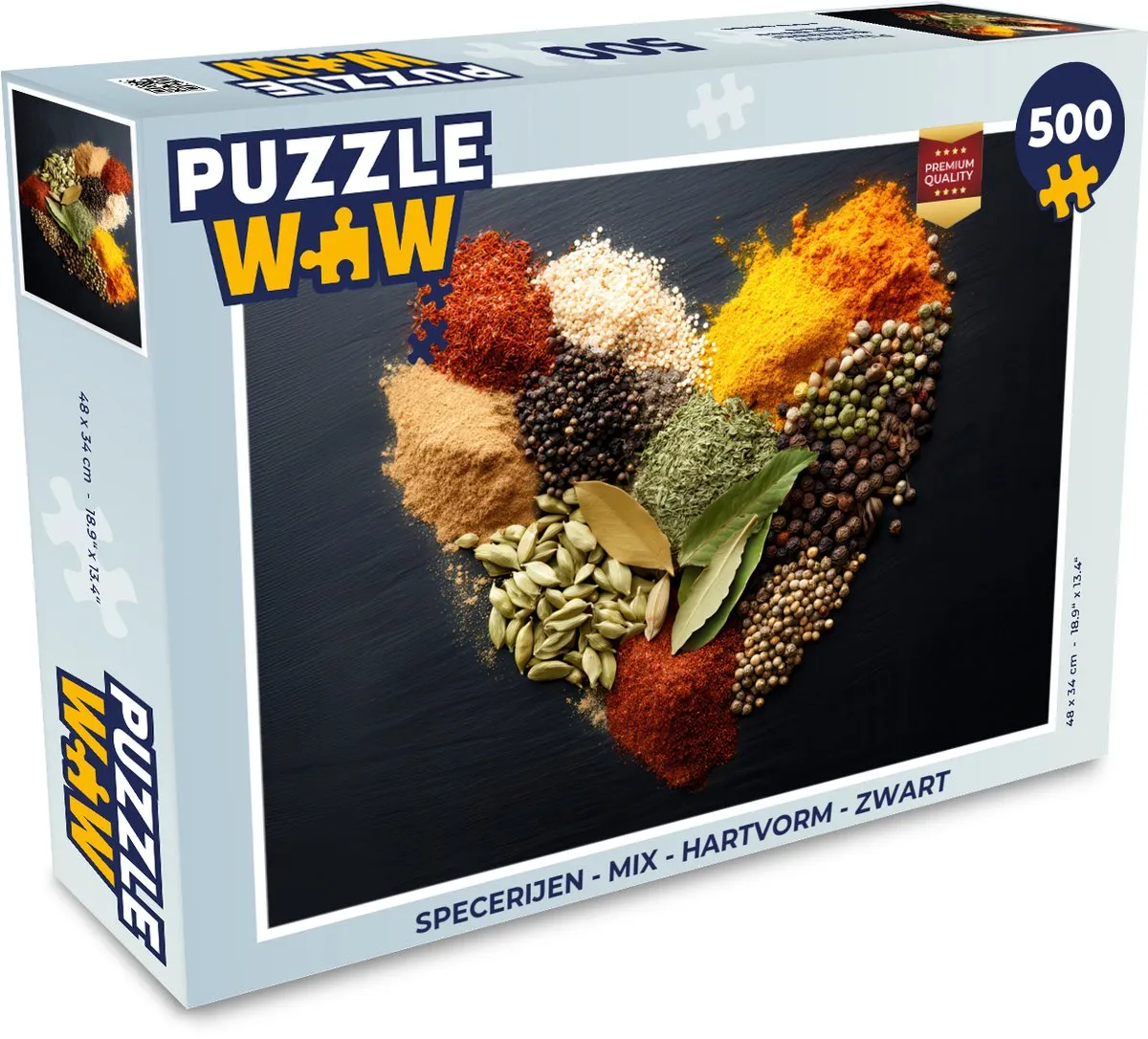 PuzzleWow Specerijen Hartvorm Legpuzzel 500 Stuks - Zwart