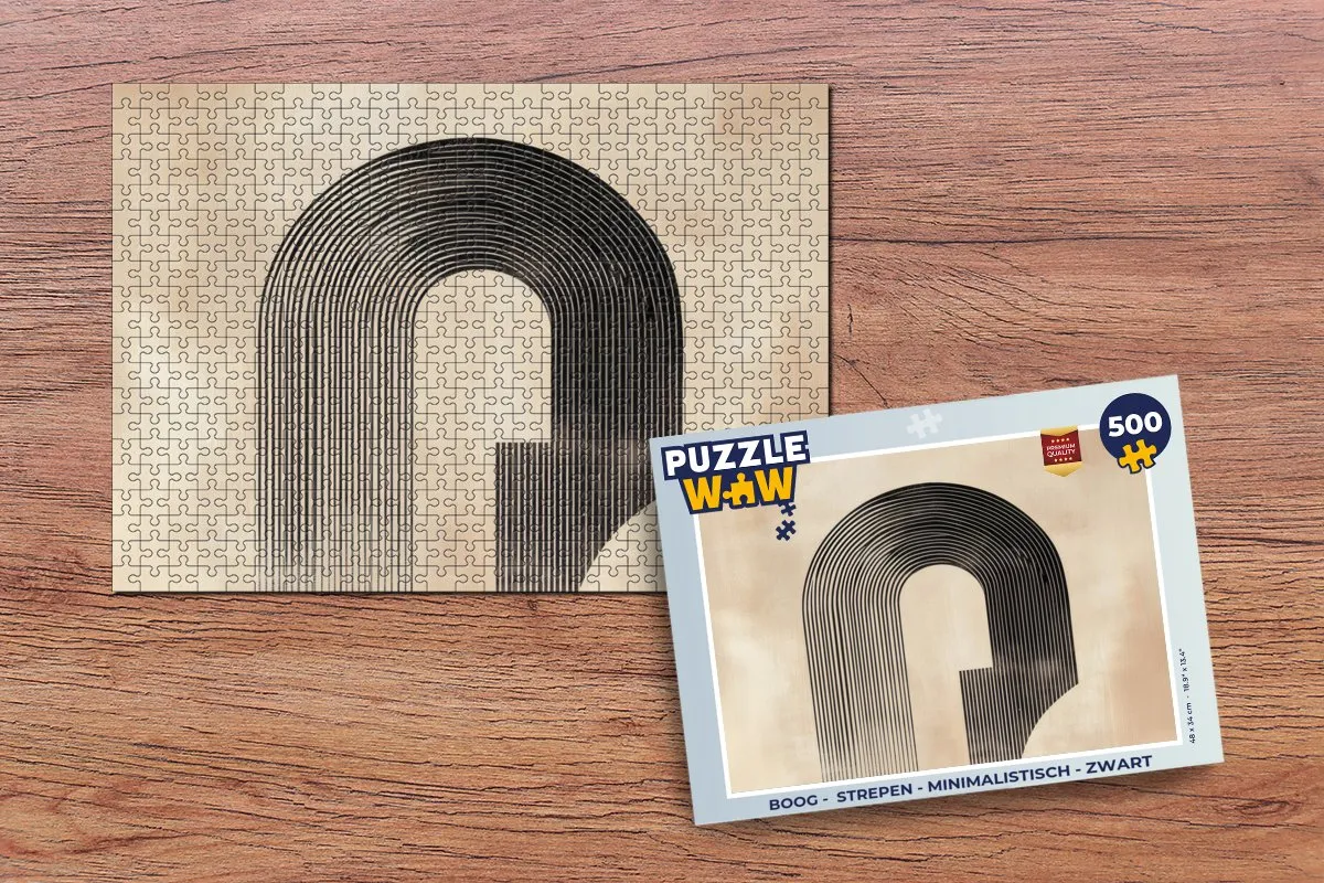 PuzzleWow Boog Strepen Legpuzzel 500 Stuks - Zwart
