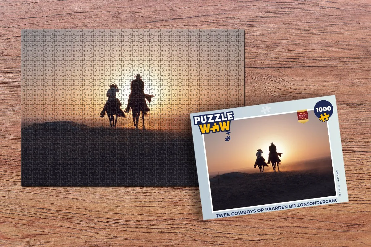 PuzzleWow Legpuzzel Twee Cowboys op Paarden 1000 Stuks - Multicolor